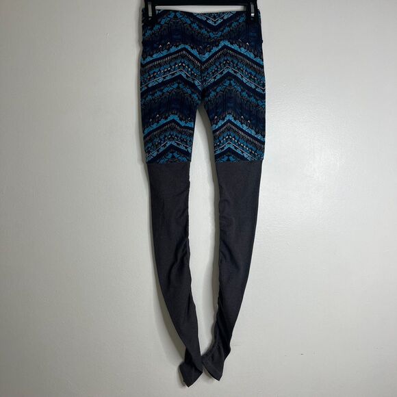 ALO Yoga Pants - Alo Yoga Women's Blue Gray Geometric Print High Rise Leggings Size XS Yoga Gym